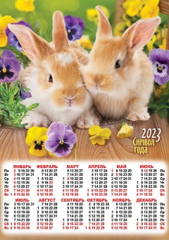 Календарь - плакат А2 2023 Год кролика (фото)
