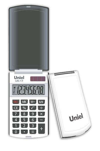 Калькулятор карм. Uniel UK-17W  8-разр. 102*60мм белый