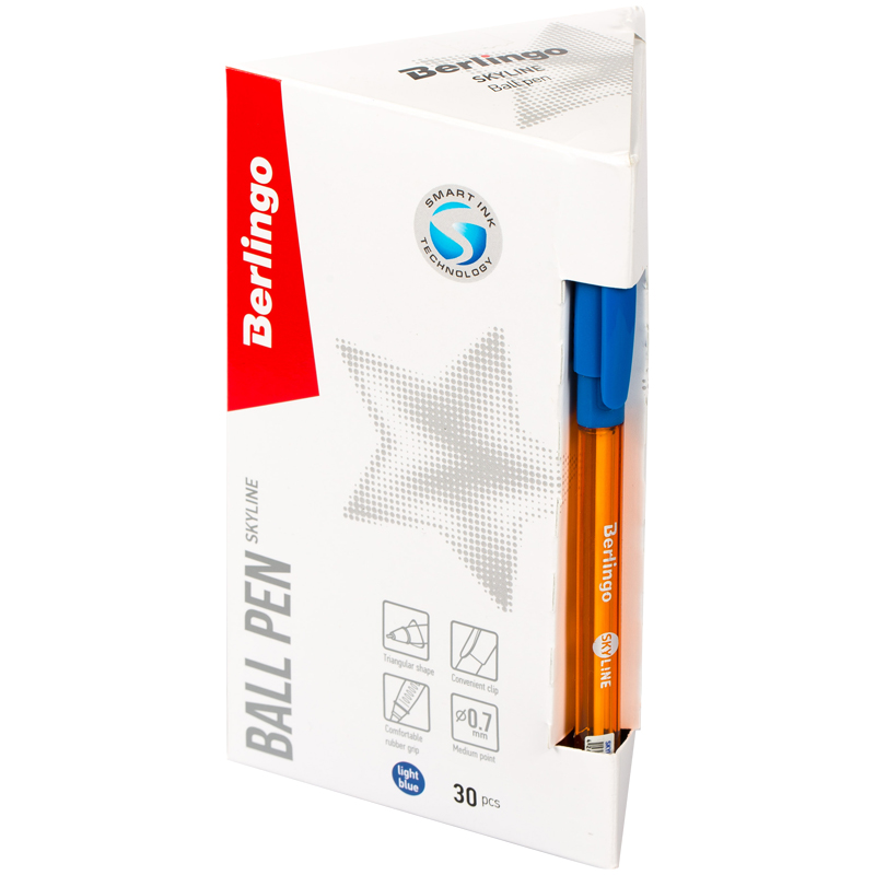 Ручка Berlingo Skyline 0.7мм трехгранная грип св.-синяя