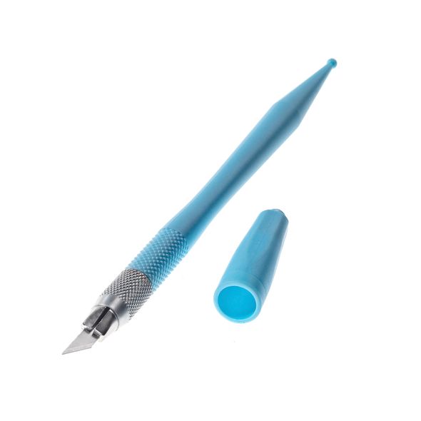 Нож-скальпель Хатбер противоск.ручка +8 лезвий голубой