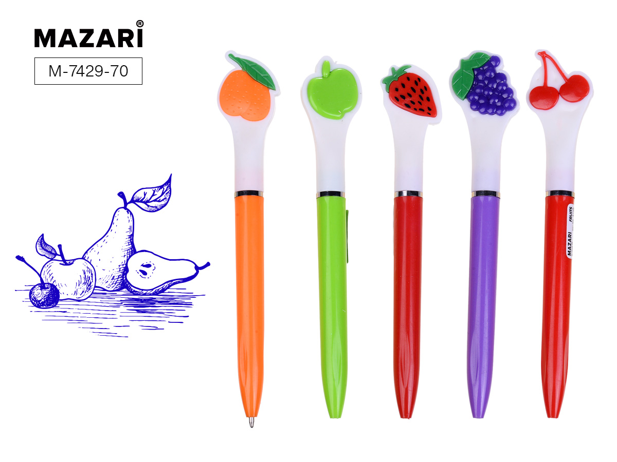 Ручка Mazari поворот.мех. Fruits 0,7мм 5цв.корпуса, синяя