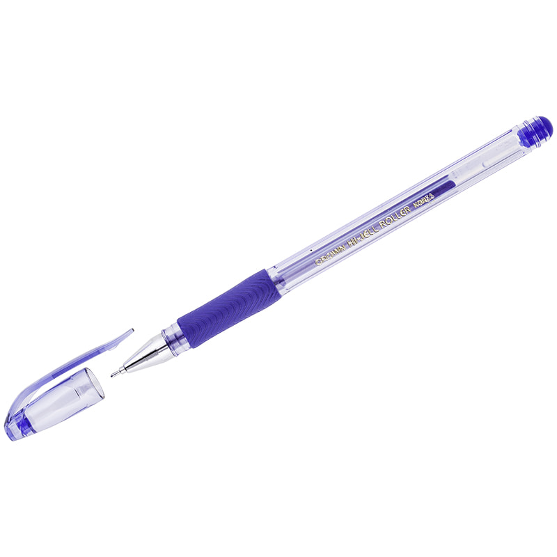 Ручка гел. CROWN игол.нак. 0,7 грип синяя штр-к