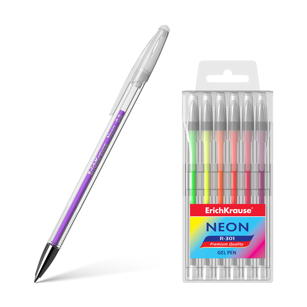 Ручки гел. в наборе ErichKrause R-301 Neon  6 цв.