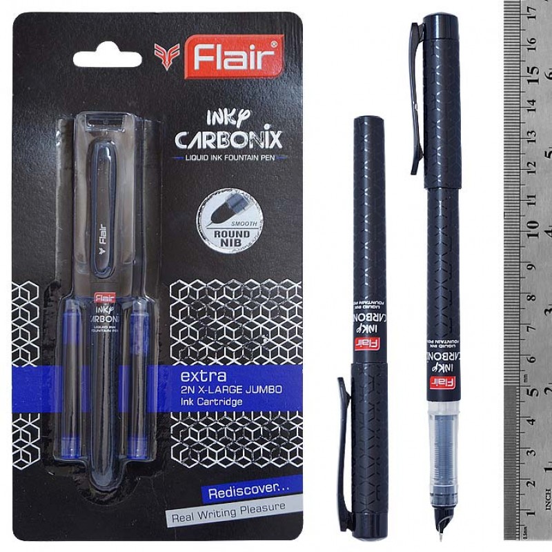Ручка перьевая Flair "Carbonix"+2 картриджа блистер