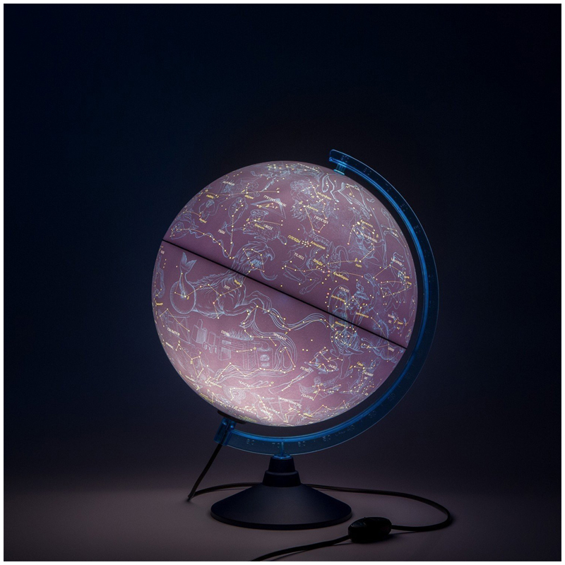 Глобус "День и ночь" с двойной картой - политической и звездного неба Globen, 25см, интерактивный, с подсветкой от сети + очки виртуальной реальности