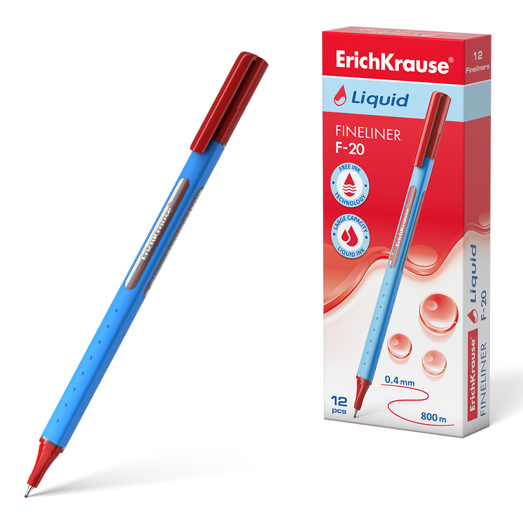 Ручка капиллярная ErichKrause Liquid F-20 красная