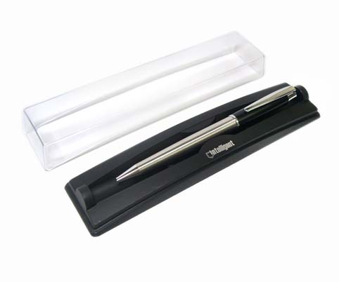 Ручка подар. Intelligent 0,7мм пов.мех. Серебро с черным синяя пл.футляр