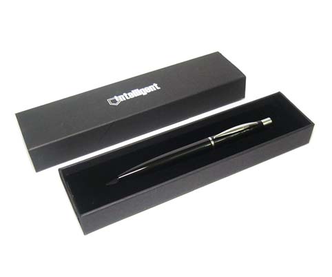 Ручка подар. Intelligent 1,0мм Черный глянец с серебром синяя трехгранная