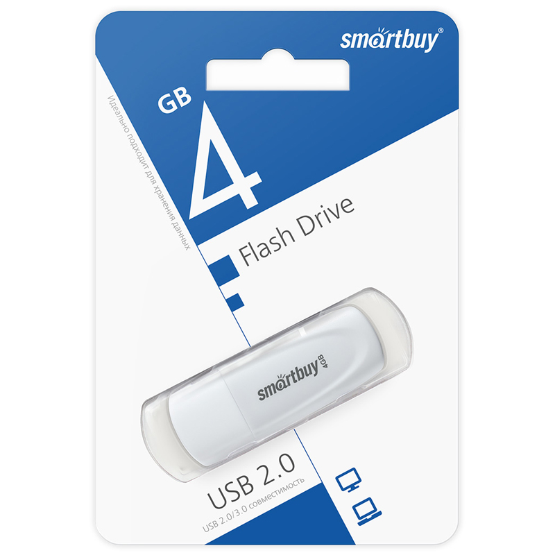 Флэш-диск Smart Buy  4GB "Scout" белый