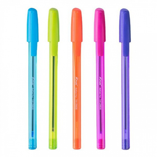 Ручка Beifa  "Школьник" масл. 0,7мм трехгр. синяя корп. флюо ассорти