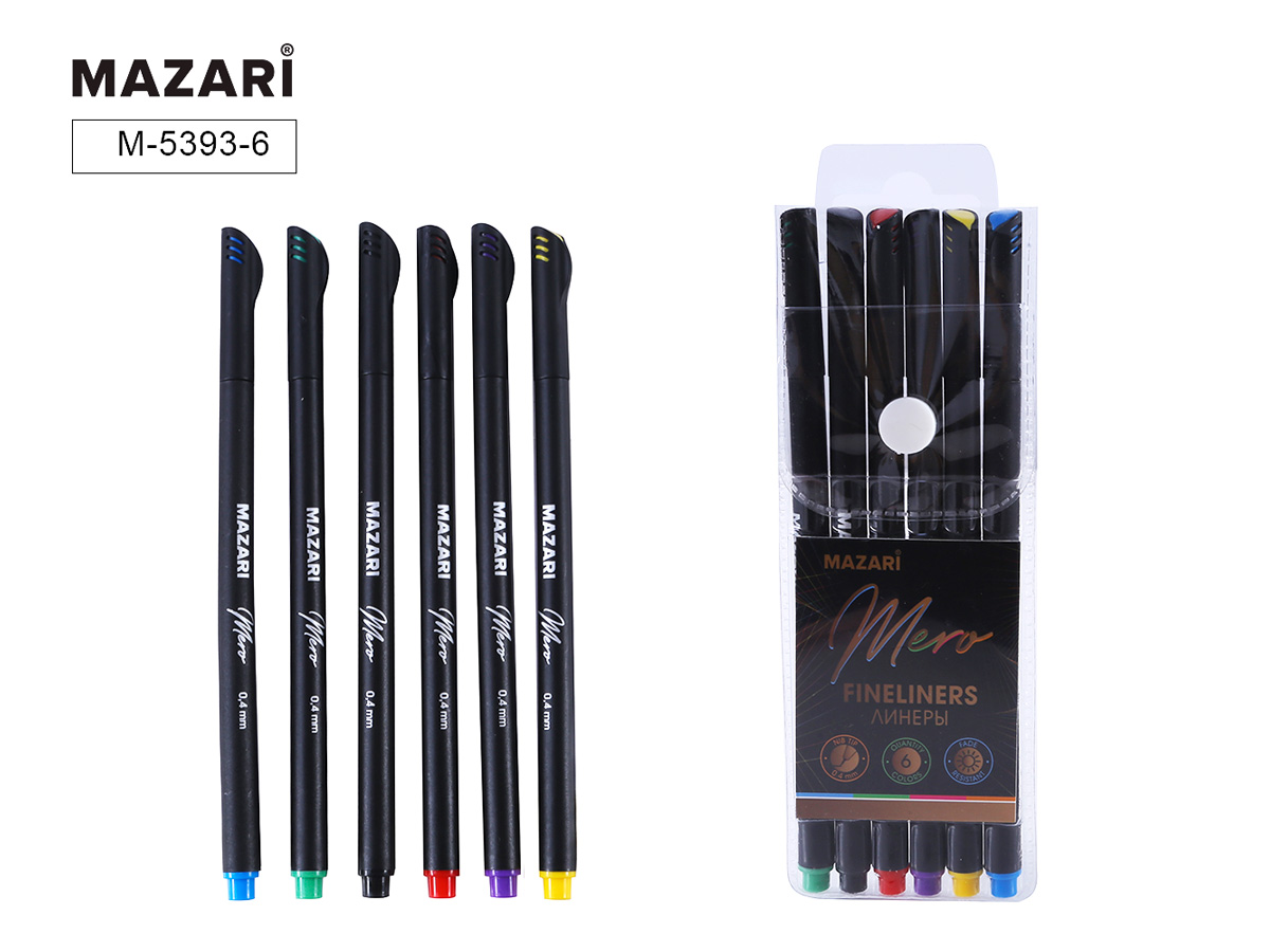 Линеры набор Mazari Mero   6цв.  0,4мм в пластиковой упак.