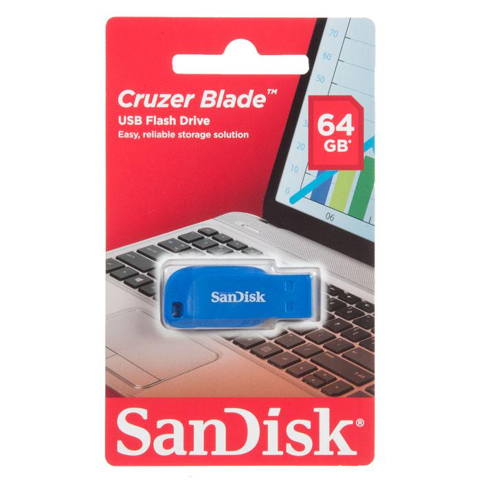 Флэш-диск Sandisk 64GB Cruzer Blade голубой
